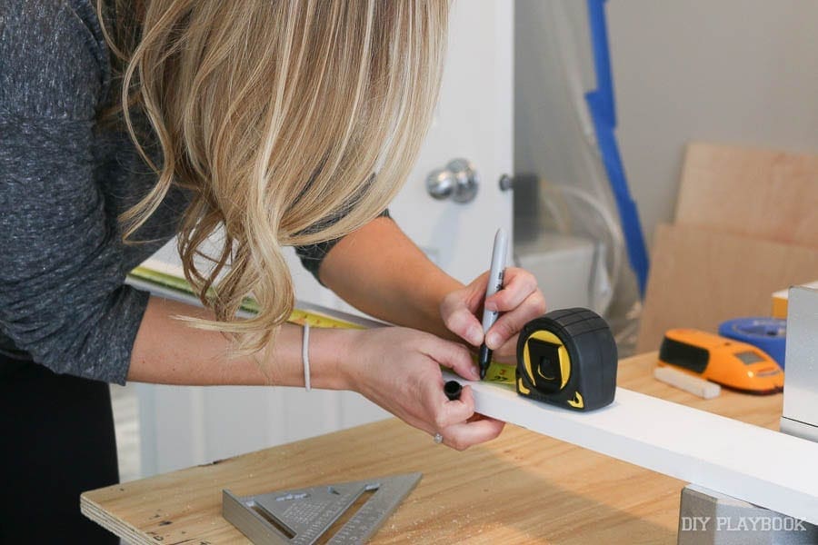 Casey working on a woodworking project