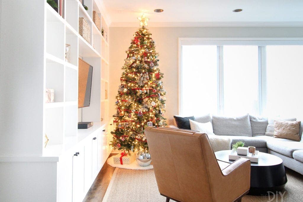Christmas home tour with a Christmas tree in the family room