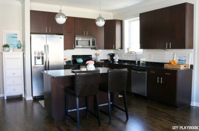 What a difference the white subway tiles make in our kitchen! Don't you love this new look? 