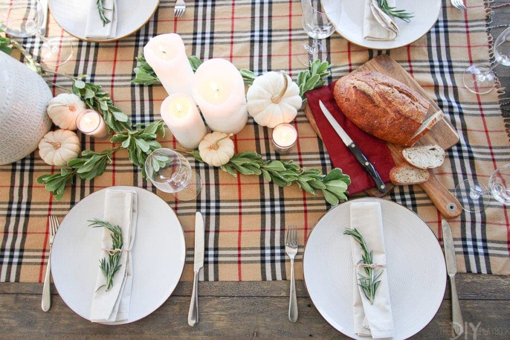 Use a patterned scarf as a table runner