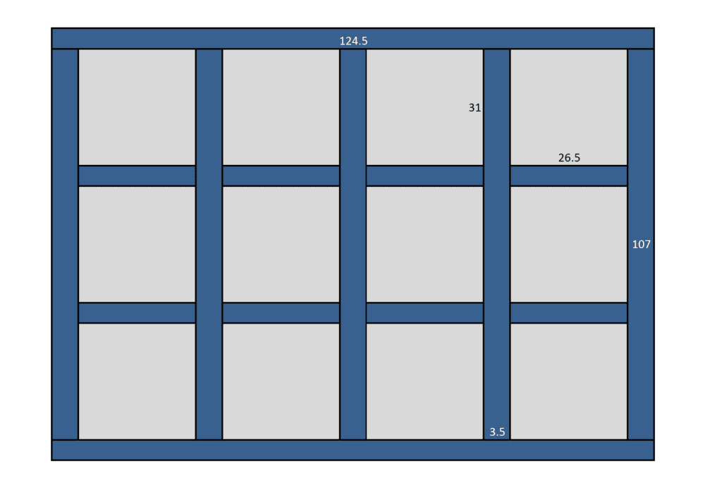 Here is a graphic of the typical measurements of a big board and batten wall. 