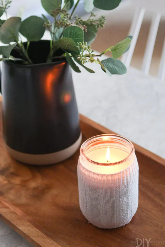 how to make a fall candle holder 