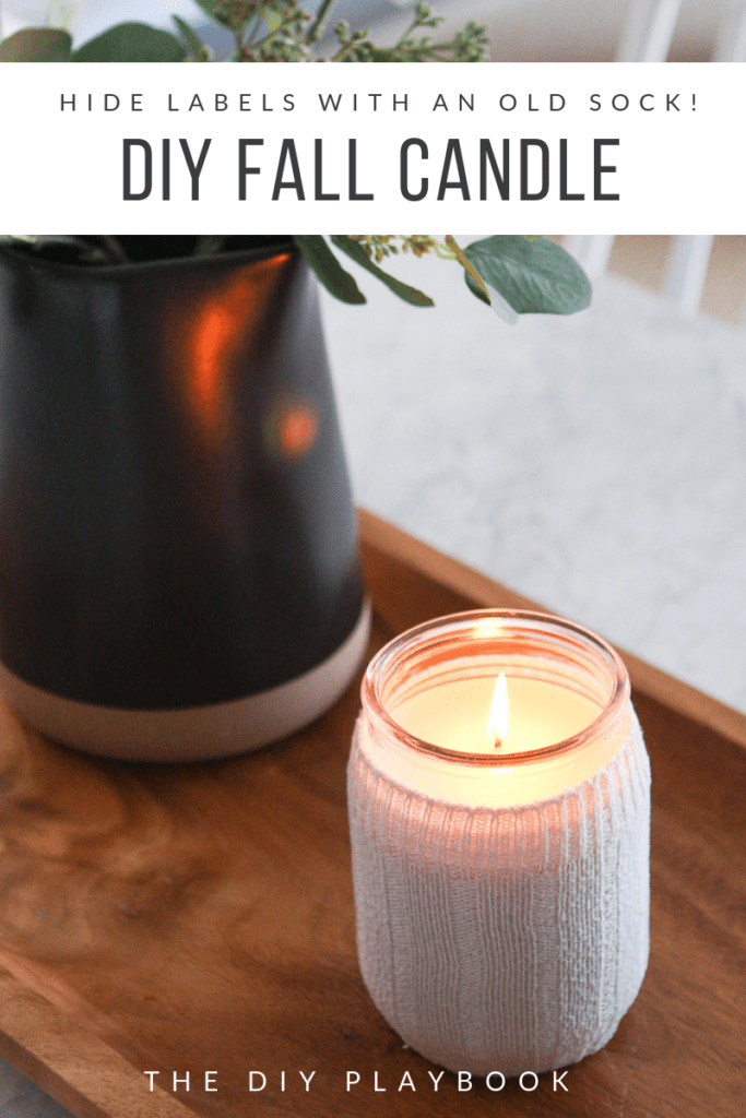 Make a fall candle holder with an old sock