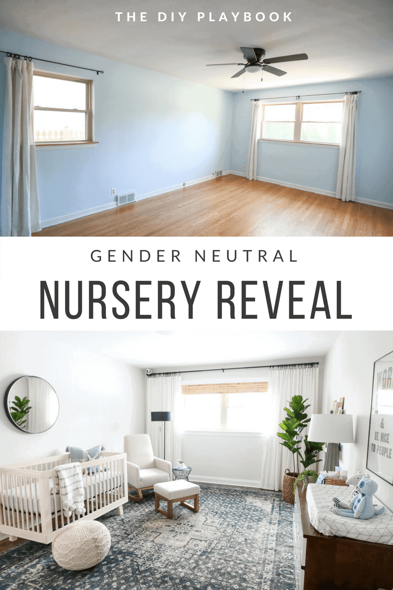 The before and after of a gender neutral nursery space. 