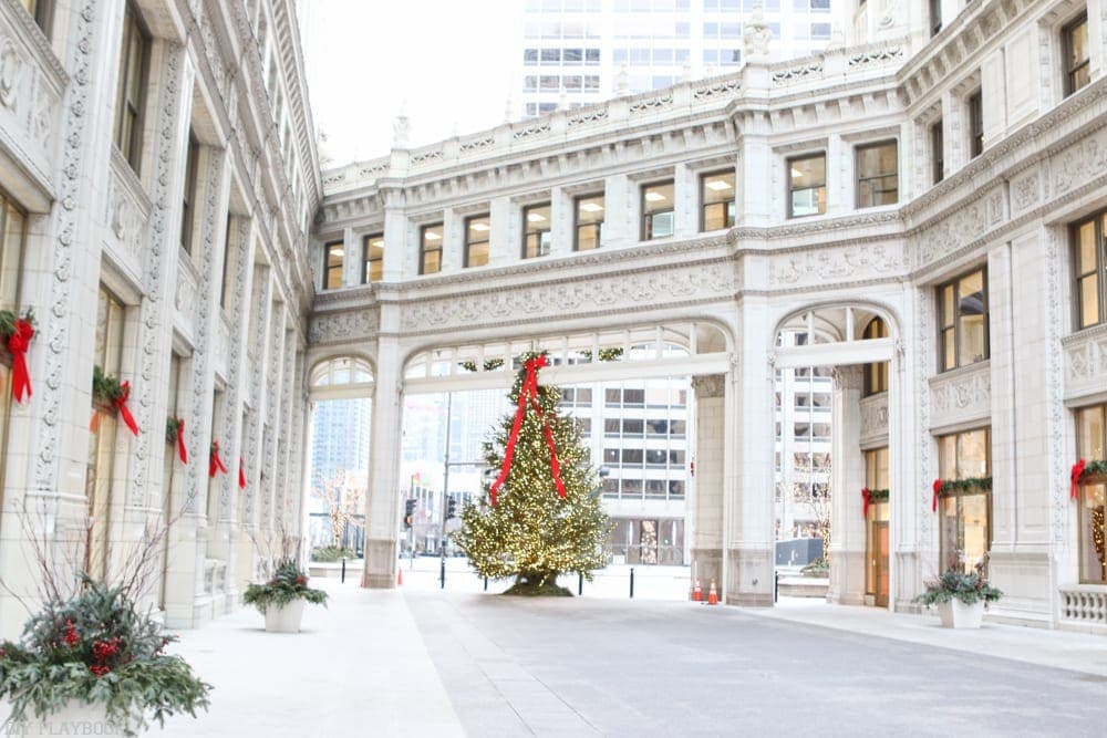 Twinkling Christmas trees and decorations are all around Chicago during the Holiday season. 