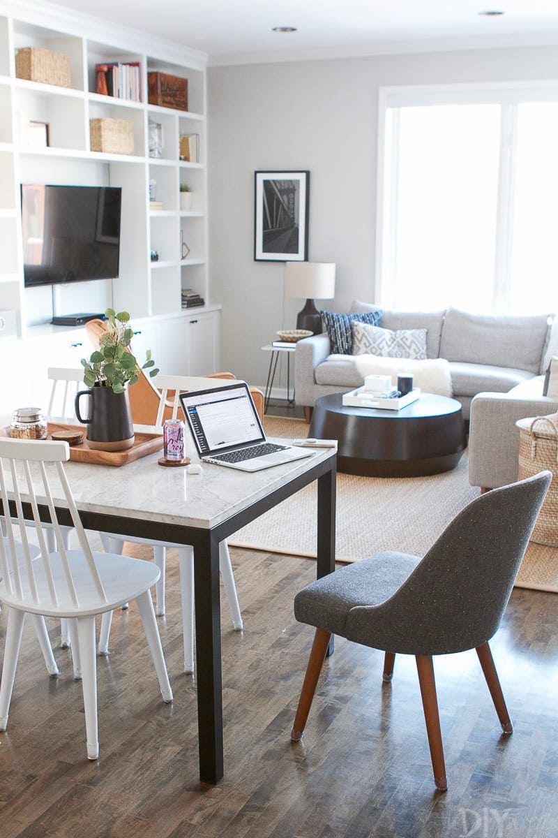 Working from home from the dining room table. 