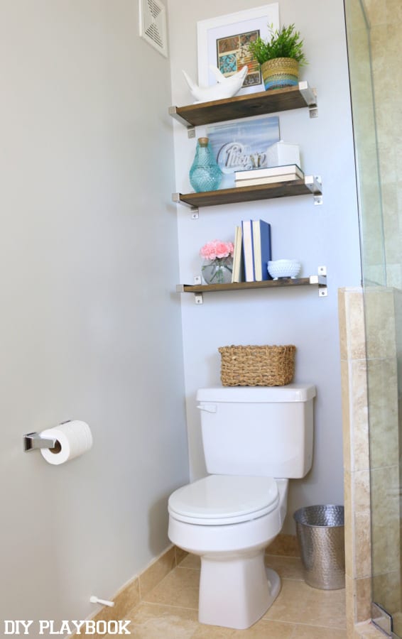 Wide Shot Bathroom Shelves