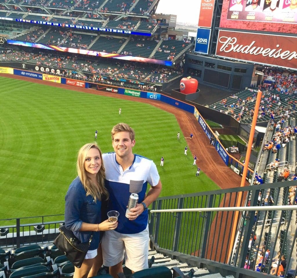 Casey and Finn at a NY Mets baseball game