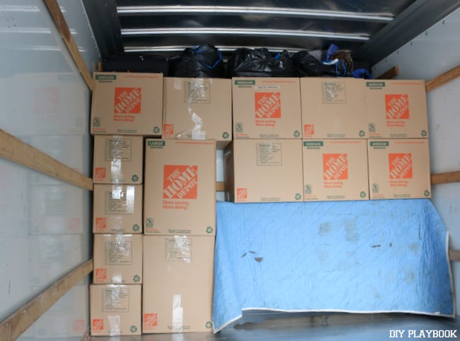 Stacking boxes in an organized way is important when moving. 