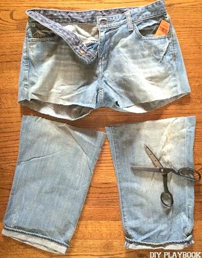 Start with a longer length for your DIY jean shorts. You can always go back and trim them shorter!