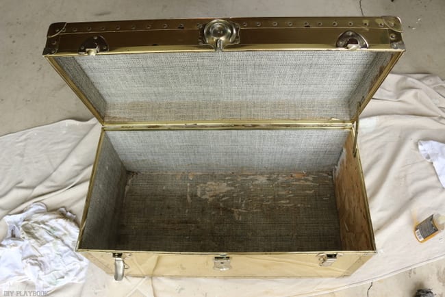 The inside of this vintage steamer trunk needed a little TLC too!