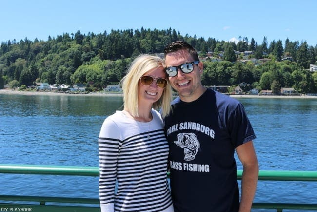 Bridget and hubby on the ferry to Bainbridge Island!