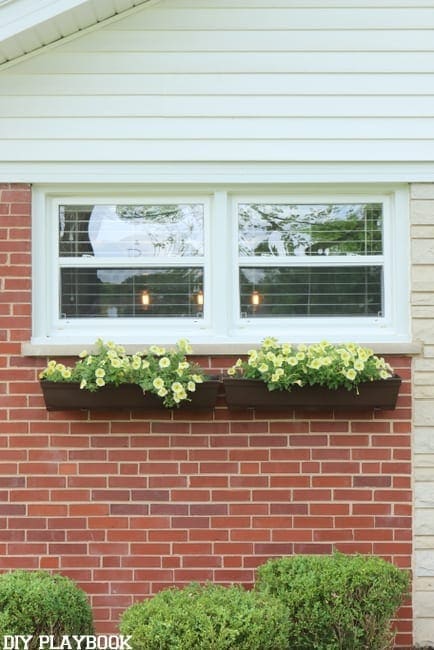 Add fresh flowers to the DIY flower boxes. 