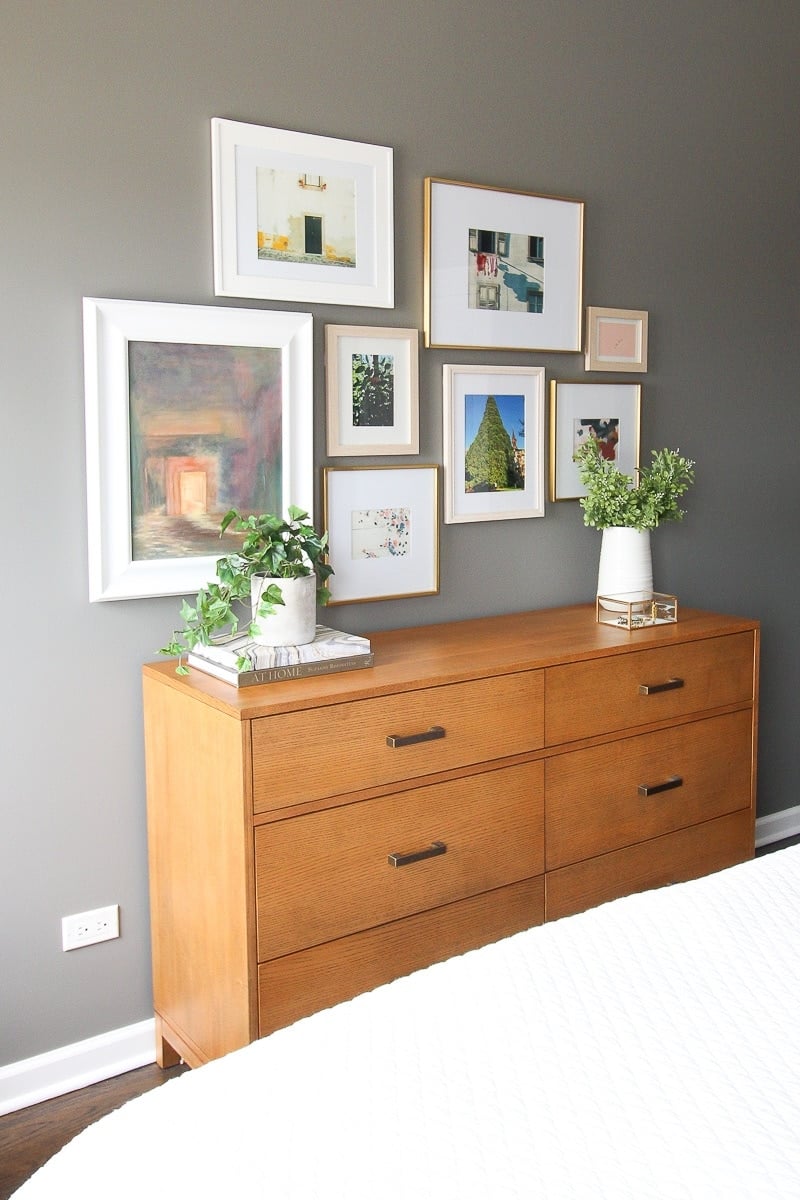 Gallery wall over a dresser