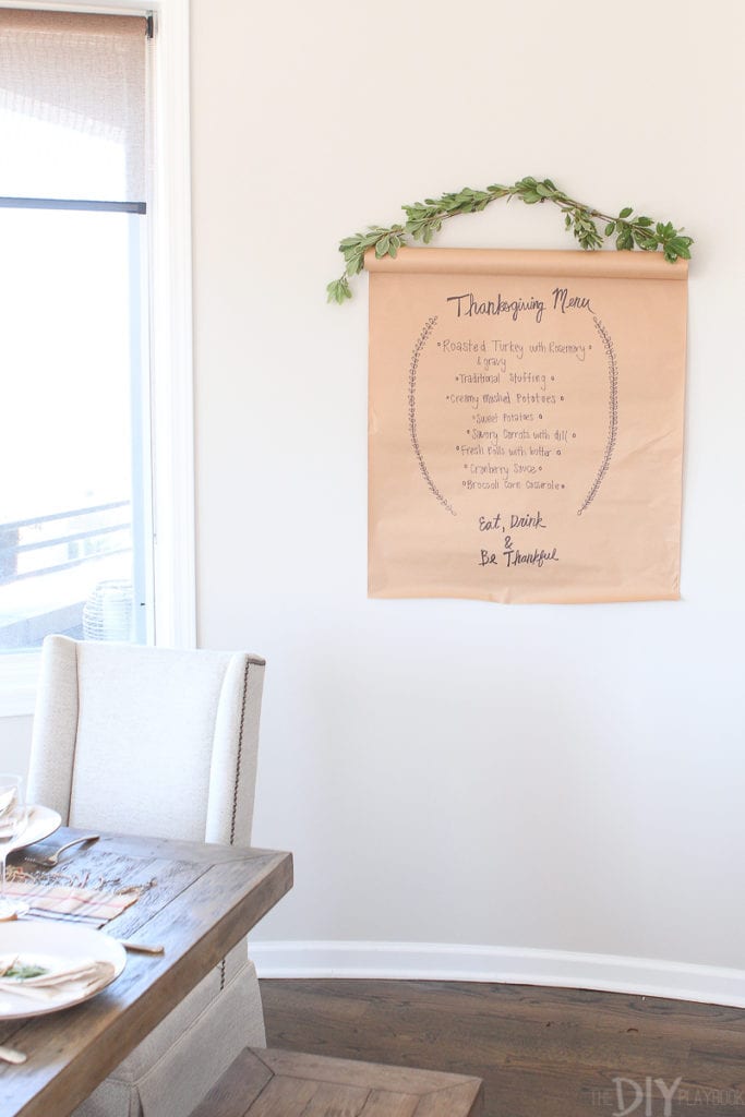 DIY menu board for Thanksgiving