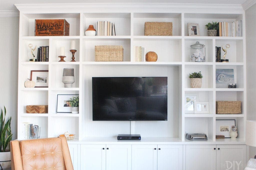 White built-ins with accessories for the fall season