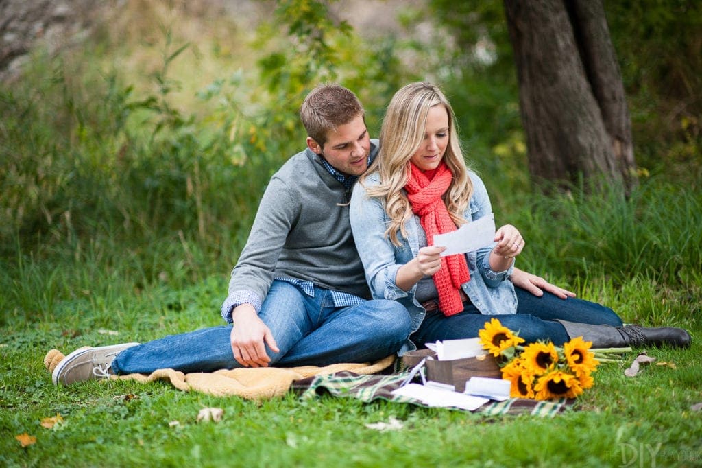 Love letter engagement photo idea