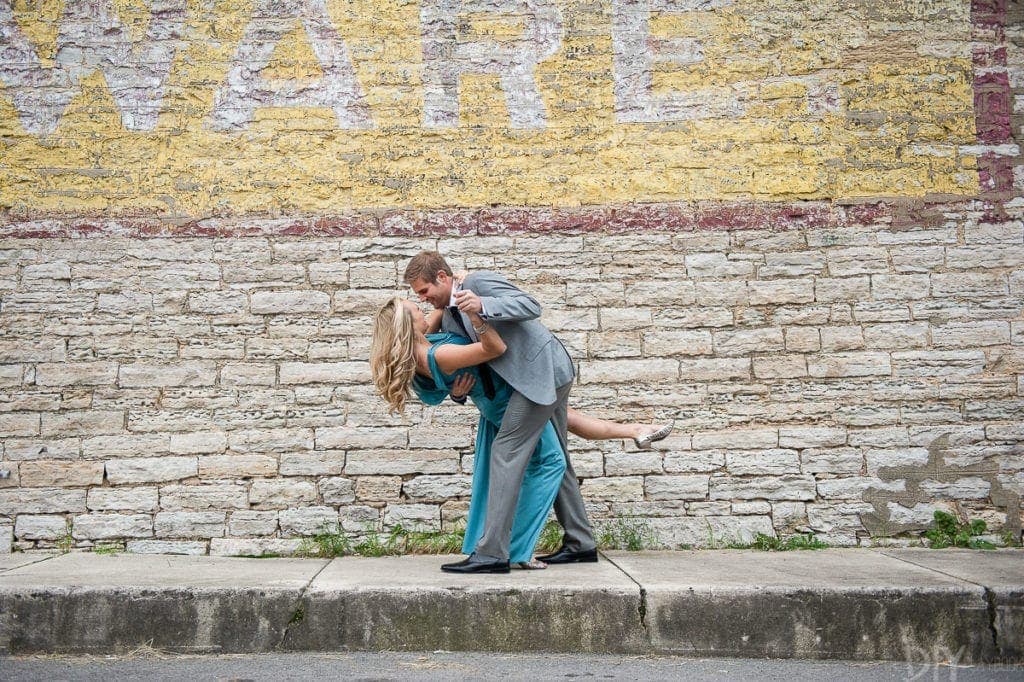 Dancing during engagement photos