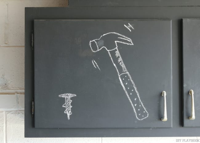 hammer chalkboard cabinets garage