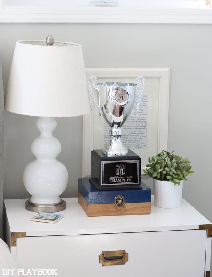 the trophy hung out on the bedside table for a while