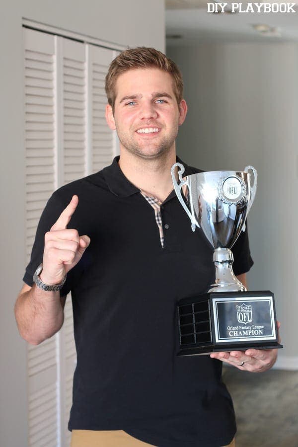 finn is pretty proud of his football trophy