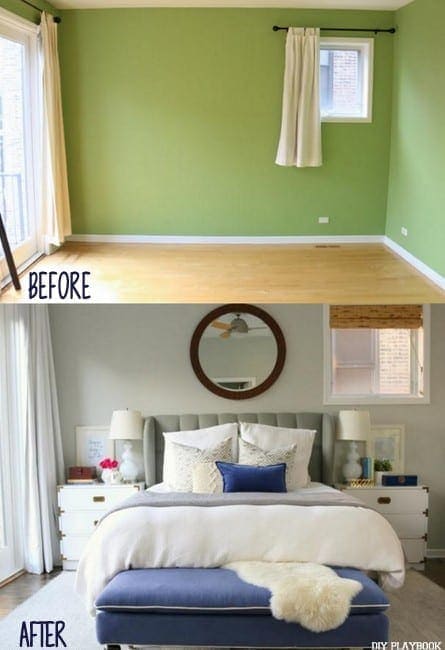 Master bedroom makeover before and after photos. 