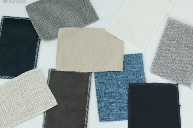 Swatch samples from Interior Define. Choose your favorite color and fabric for your next sofa!