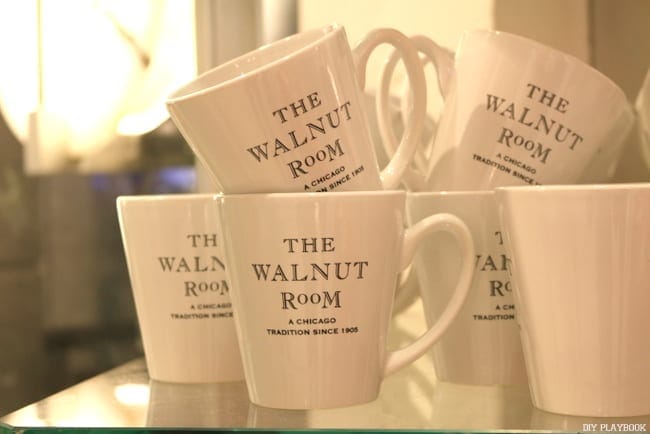 Grab a coffee mug souvenir at Macy's Walnut Room in Chicago.  