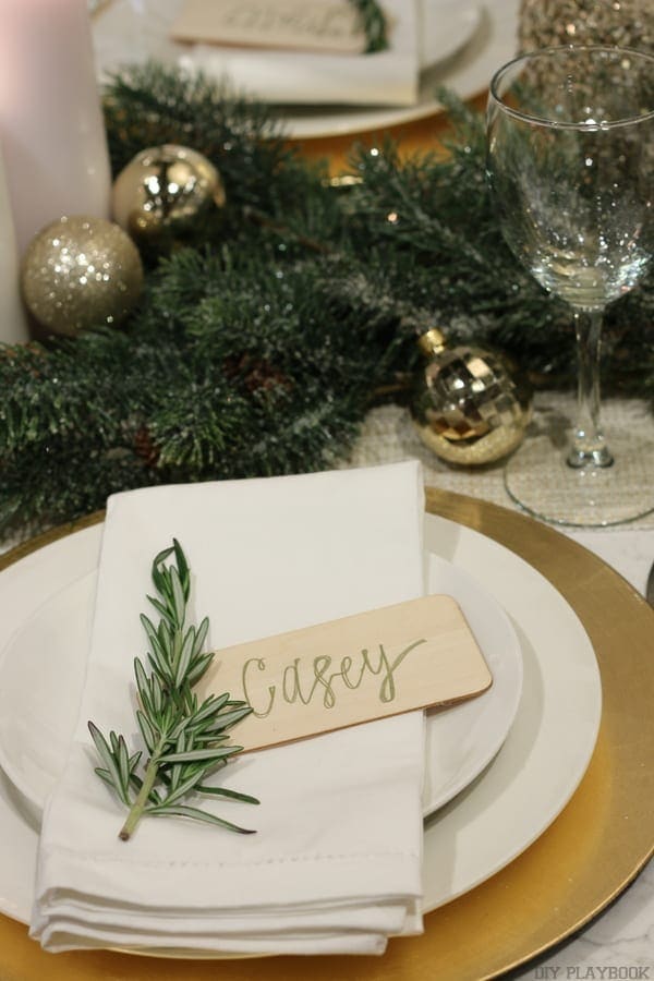 Casey holiday name tag and place setting