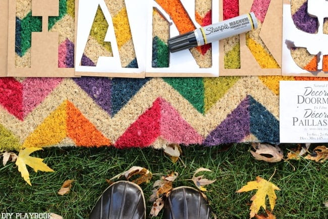 stencils and magic marker are the supplies you need for this diy doormat