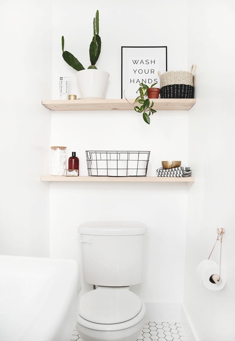 Adding shelves over a toilet