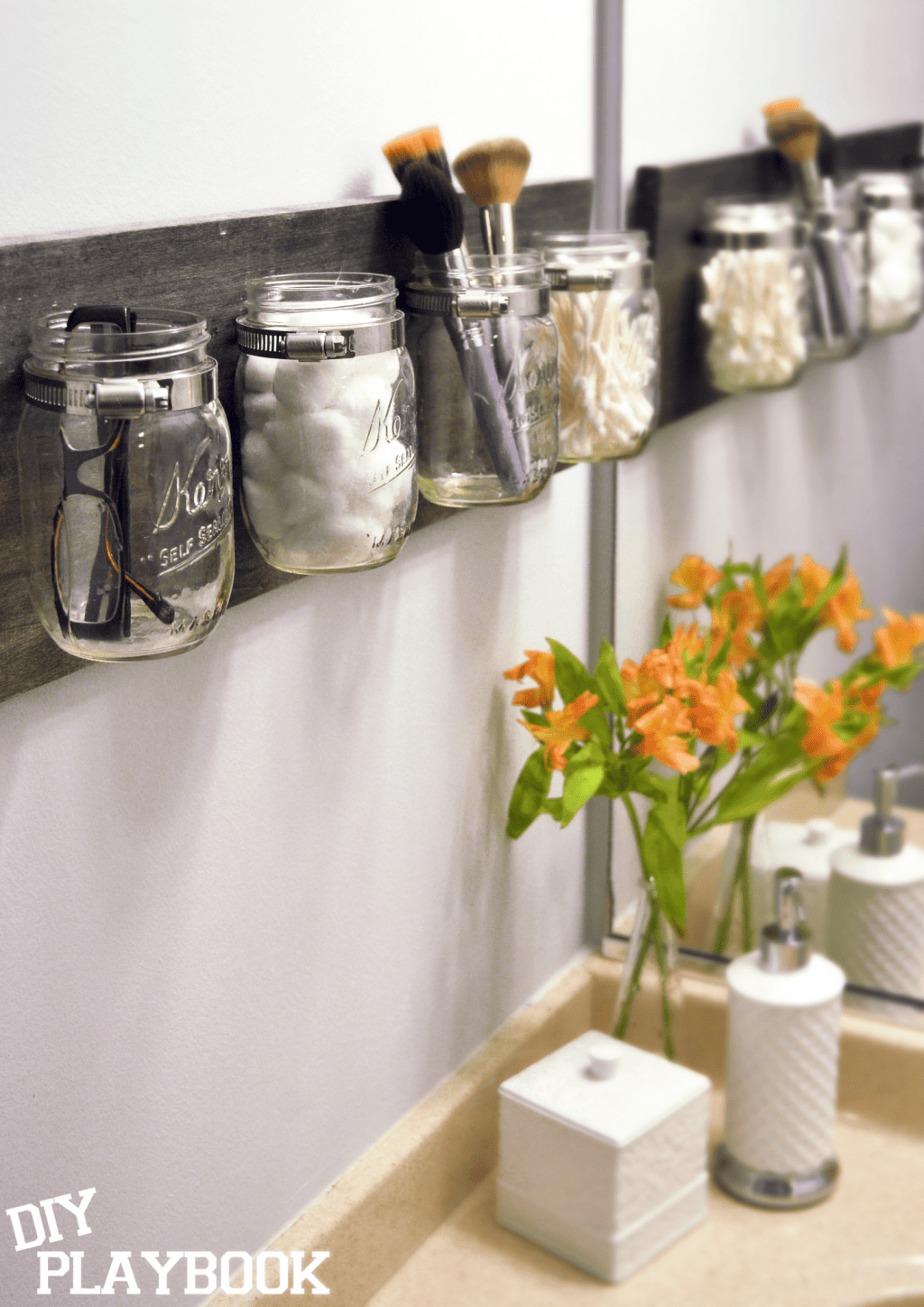 This easy DIY mason jar organizer is easily one of our most popular projects